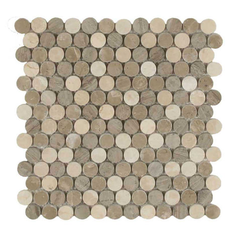 Clay Blend polished marble mosaic tile in Grigio Graystone and Botticino colors