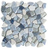 Marble and Glass Pebbles Mosaics Broken Shape - Royal Blue