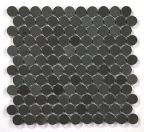 Mosaics Marble Penny Series - Black Dark Grey