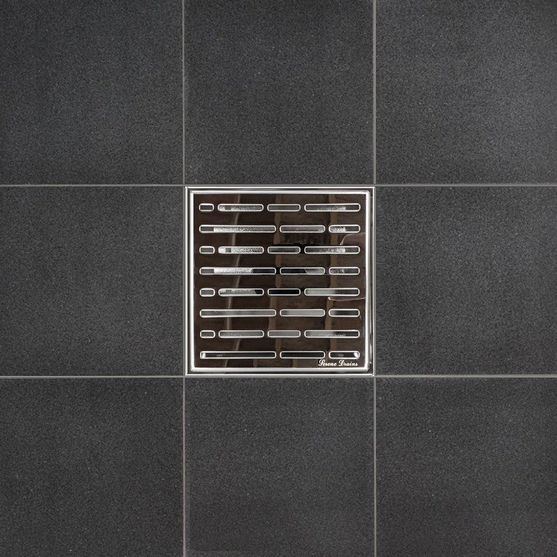 SereneDrains Square Shower Drain Broken Lane Polished 6