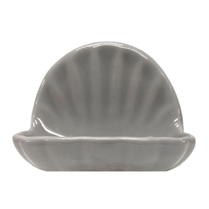 Ceramic Glaze Soap Dish Shell Grey Glossy