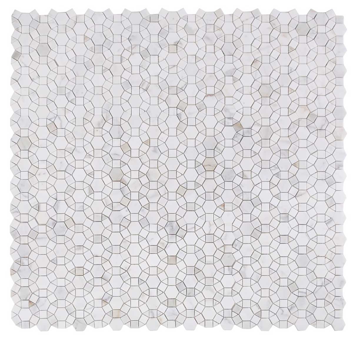 Mosaic Marble Circular Shape - Calacatta Biscuit White