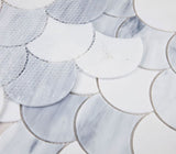 Mosaic Glass Tile Fish Scale Shape - Sky