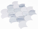 Mosaic Glass Tile Fish Scale Shape - Sky