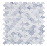 Mosaic Glass Tile Fish Scale Shape - Sky