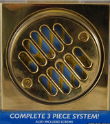 Drain Square 3 piece - Polished Brass