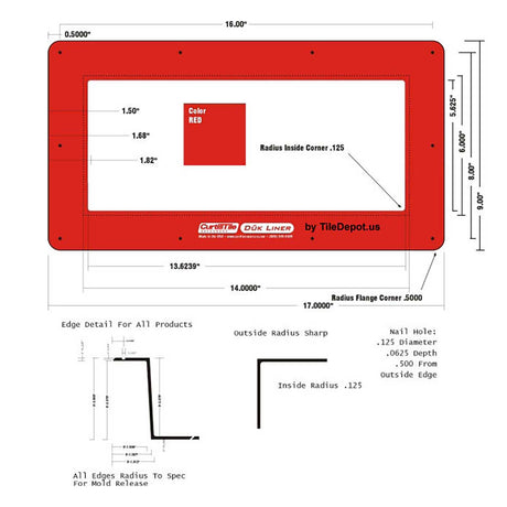 Recess Yellow Ready to Tile 14 x 14 product diagram