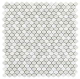 Mosaic Crackle Glass and Marble Tile Arabesque Shape - Carrara