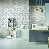 Mosaic Crackle Glass and Marble Tile Arabesque Shape - Carrara