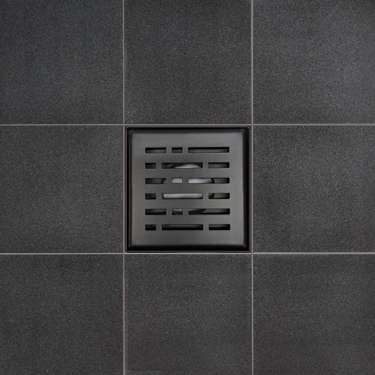 SereneDrains Square Shower Drain Broken Lane 4 Matte Black