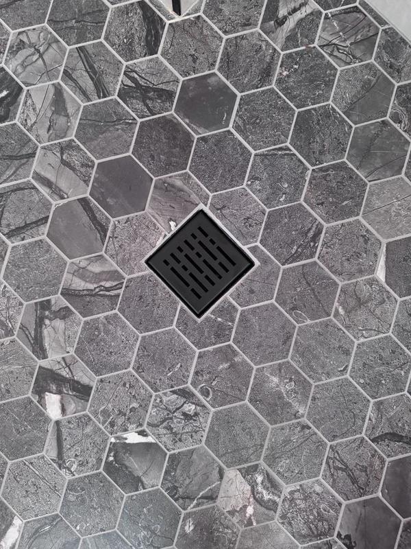SereneDrains Square Shower Drain Broken Lane 4 Matte Black
