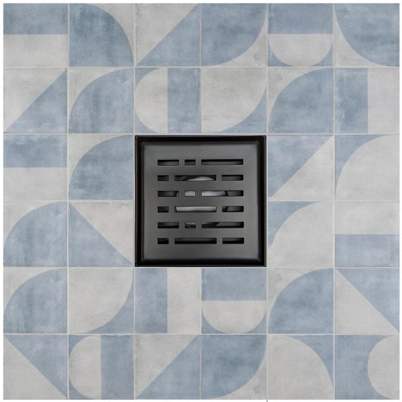 SereneDrains Square Shower Drain Broken Lane 4 Matte Black