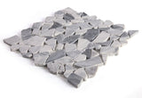 Mosaics Pebble Marble Thassos and Caribe Quartzite - White Grey