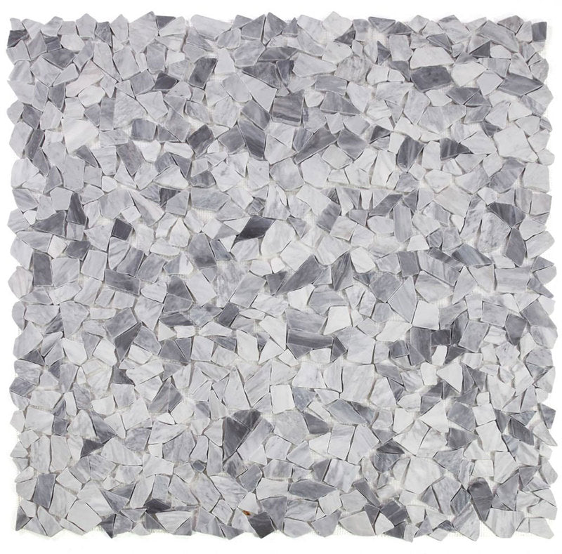 Mosaics Pebble Marble Thassos and Caribe Quartzite - White Grey