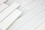 Mosaic Linear Glass Tiles Silver White 2 x 6
