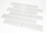 Mosaic Linear Glass Tiles Silver White 2 x 6