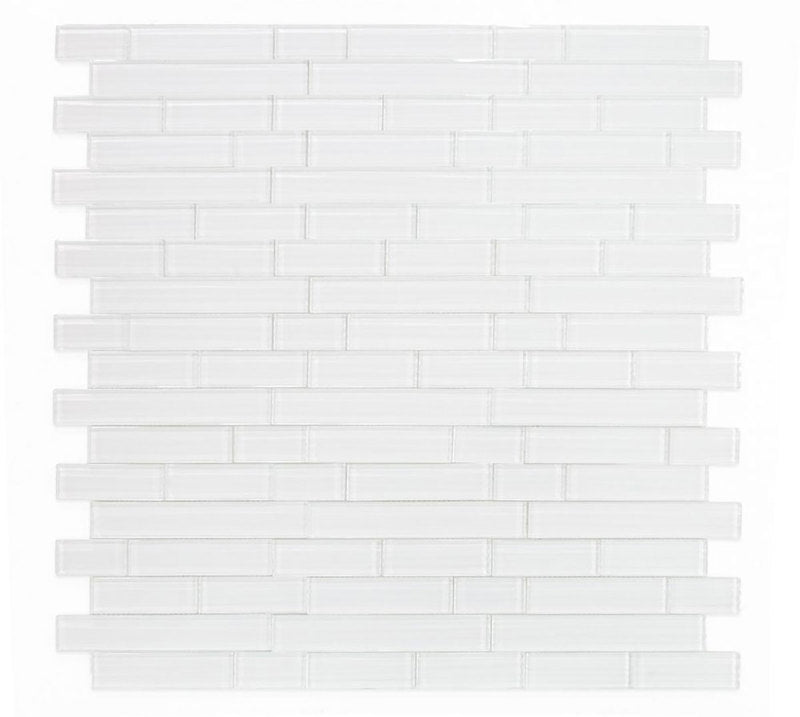 Mosaic Linear Glass Tiles Silver White 2 x 6