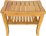 Bamboo Shower Bench Elegant design with Storage Shelf 18
