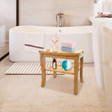 Bamboo Shower Bench Elegant design with Storage Shelf 18