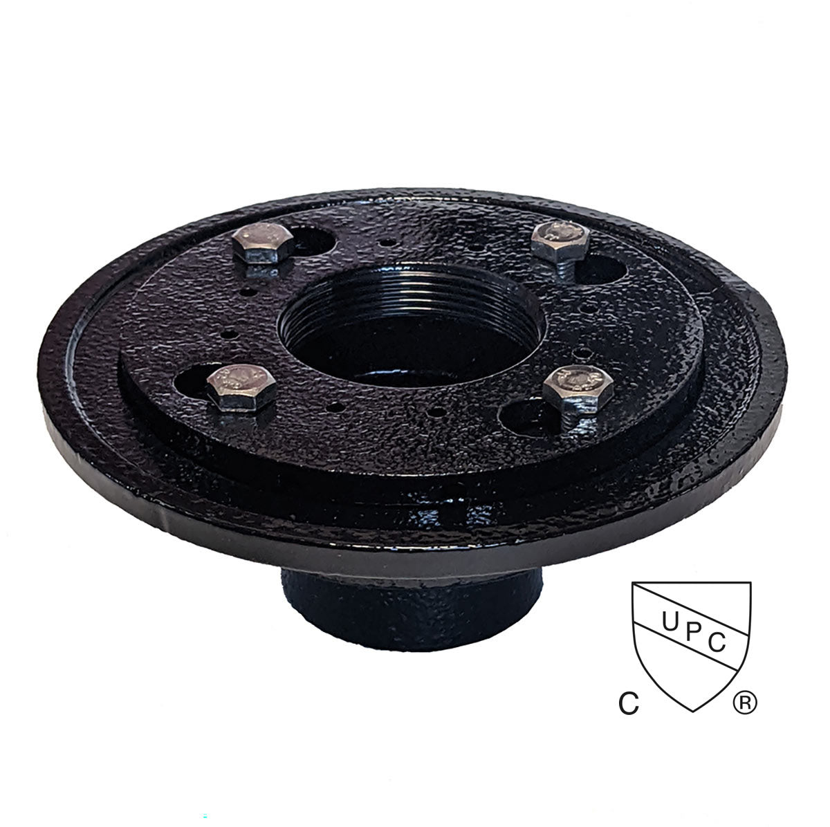 Quartz Cast Iron 4 Bolt Drain Base with Rubber Fitting