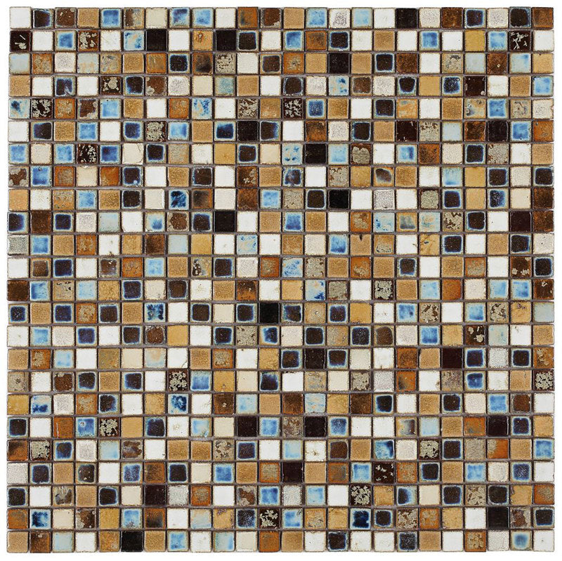 Mosaic Porcelain Tile 1 5 x 1 5 Pebble Series - Red Fire