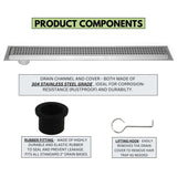 SereneDrains Linear Shower Drain Offset Outlet Square - Brushed 30