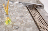 SereneDrains Linear Shower Drain Offset Outlet Square - Brushed 30