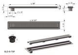 SereneDrains Linear Shower Drain Offset Outlet Square - Brushed 30