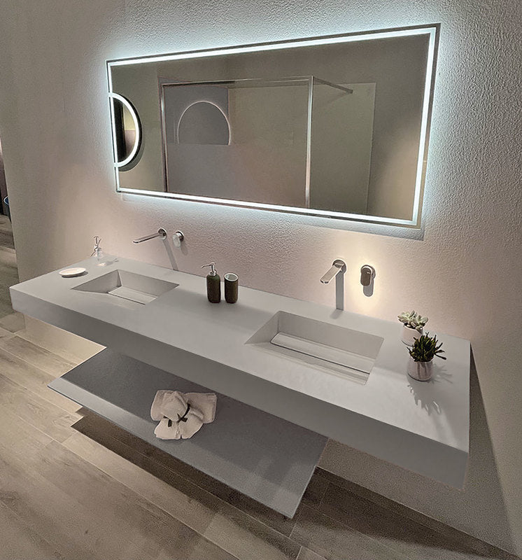 Quare Design Cosmopolitan Countertop Double Sink 60 x 22