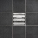 SereneDrains Square Shower Drain Linear Wedge 4 Brushed