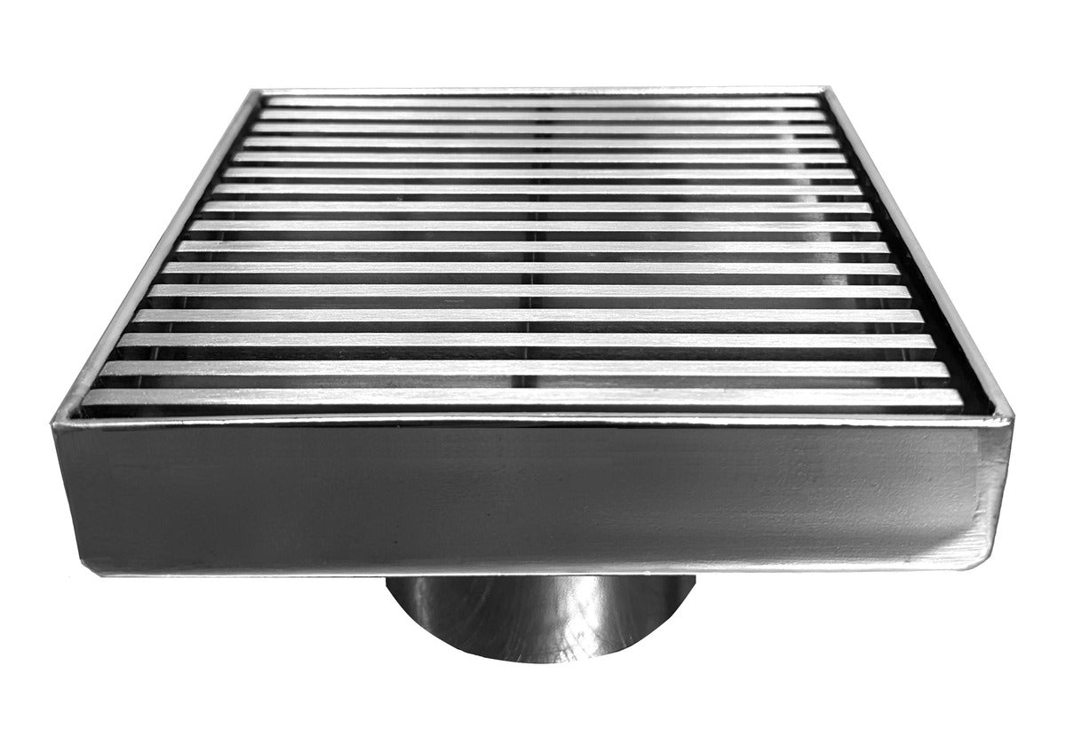 SereneDrains Square Shower Drain Linear Wedge 4 Brushed