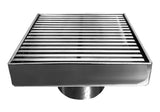 SereneDrains Square Shower Drain Linear Wedge 4 Brushed