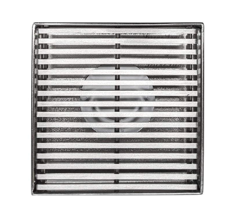 SereneDrains Square Shower Drain Linear Wedge 4 Brushed
