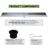 SereneDrains Linear Shower Drain Traditional Square - Brushed 16