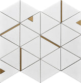 Mosaic Thasssos White Marble with Triangle Metal - White Gold