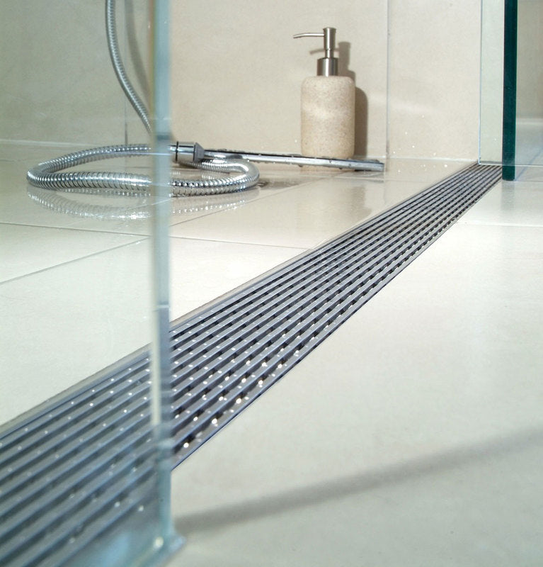 Quartz Linear Shower Drain Brushed Stainless - Linear Wedge 55