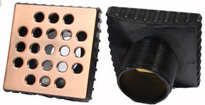 Antique Copper Ebbe square shower drain with E4400 drain body
