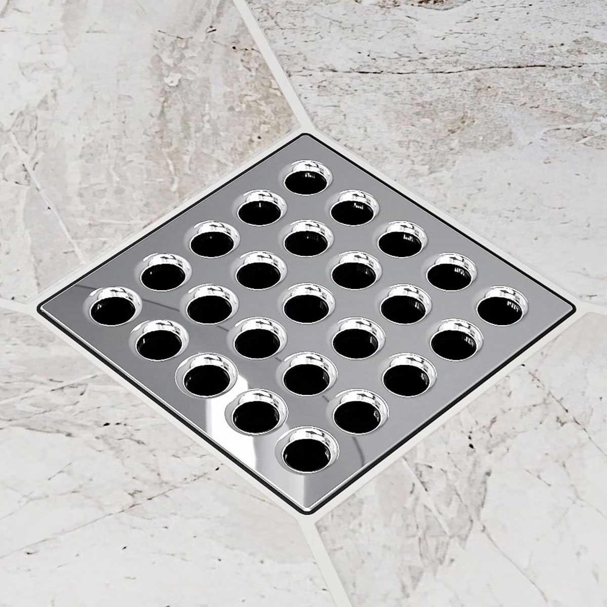 Ebbe Square Shower Drain Grates  Polished Chrome PVD