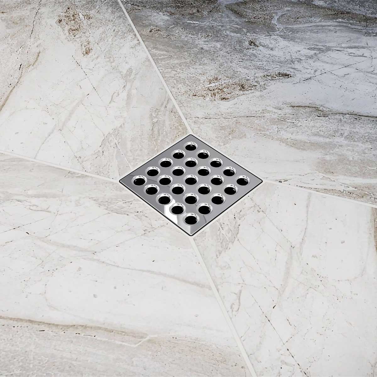 Ebbe Square Shower Drain Grates  Polished Nickel PVD