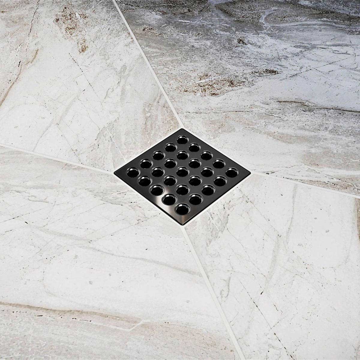 Ebbe Square Shower Drain Grates  Black Chrome PVD