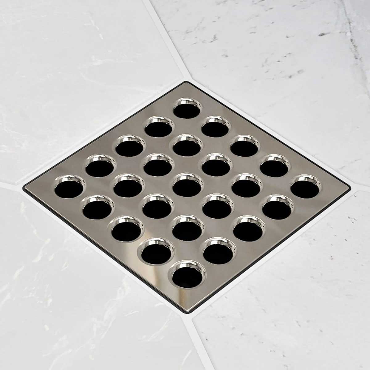 Ebbe Square Shower Drain Grates  Polished Nickel PVD