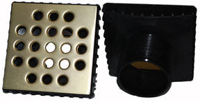 Satin Brass Ebbe square shower drain with E4400 drain body