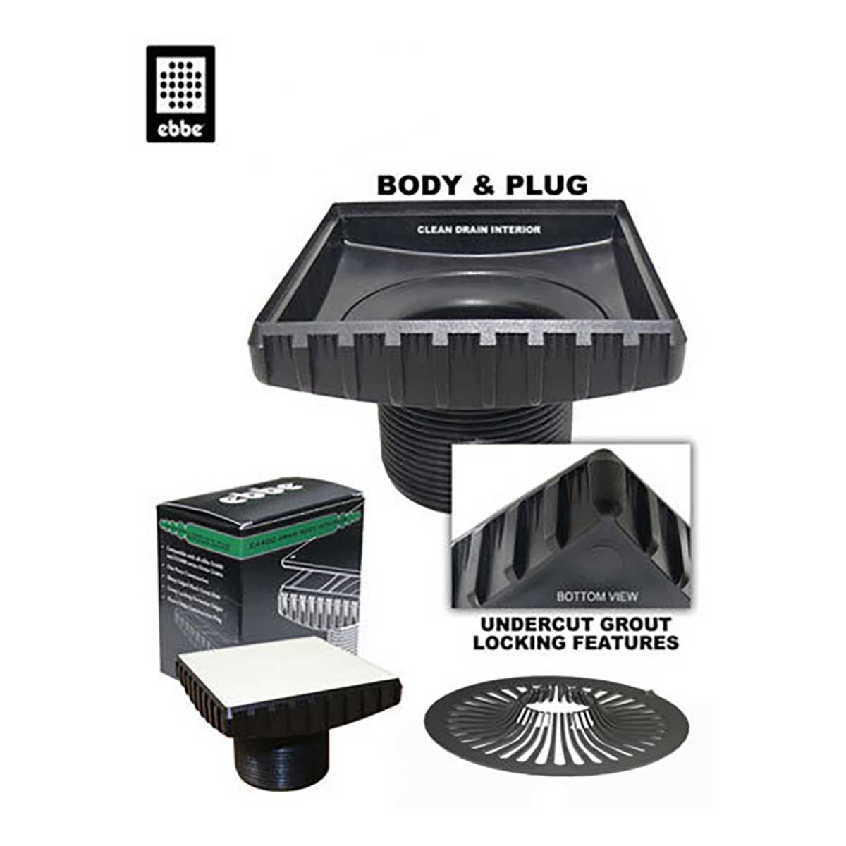 Ebbe Drain Square Shower Drain Body Riser