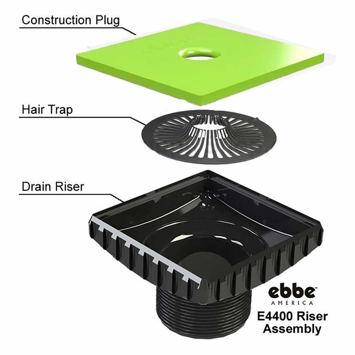 Ebbe Drain Square Shower Drain Body Riser