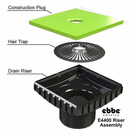 Ebbe Drain Square Shower Drain Body Riser