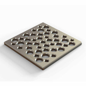 Ebbe Bubbles square shower drain grate with optional E4400 drain body Brushed Nickel