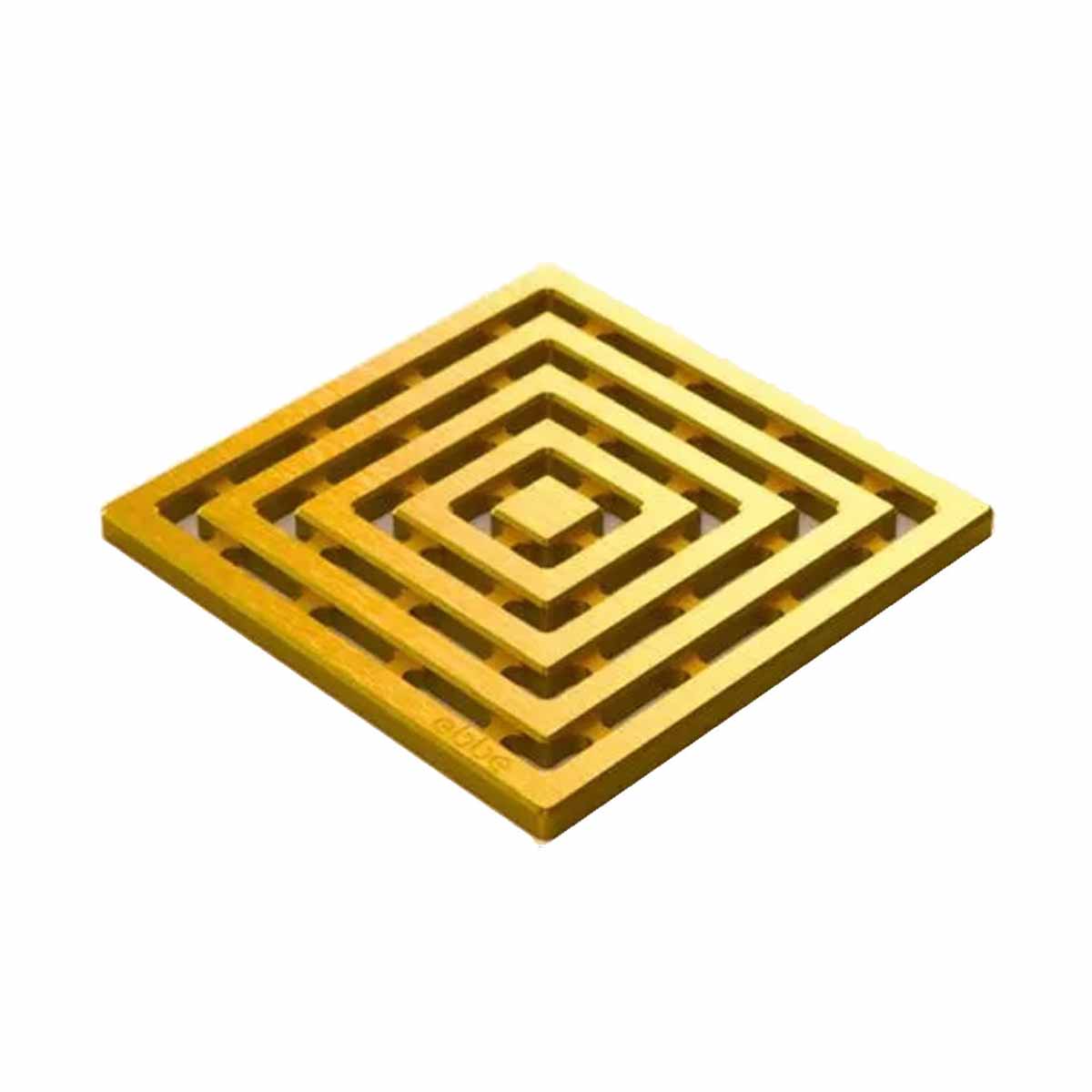 Ebbe Drains Unique Square Shower Drain Grate - Frames Brushed Gold