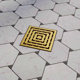 Ebbe Drains Unique Square Shower Drain Grate - Frames Brushed Gold