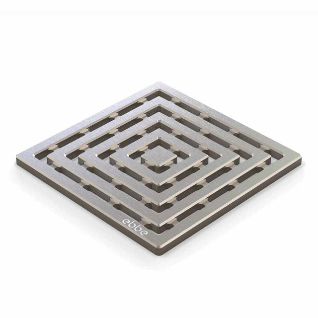 Ebbe Drains Unique Square Shower Drain Grate - Frames Brushed Nickel