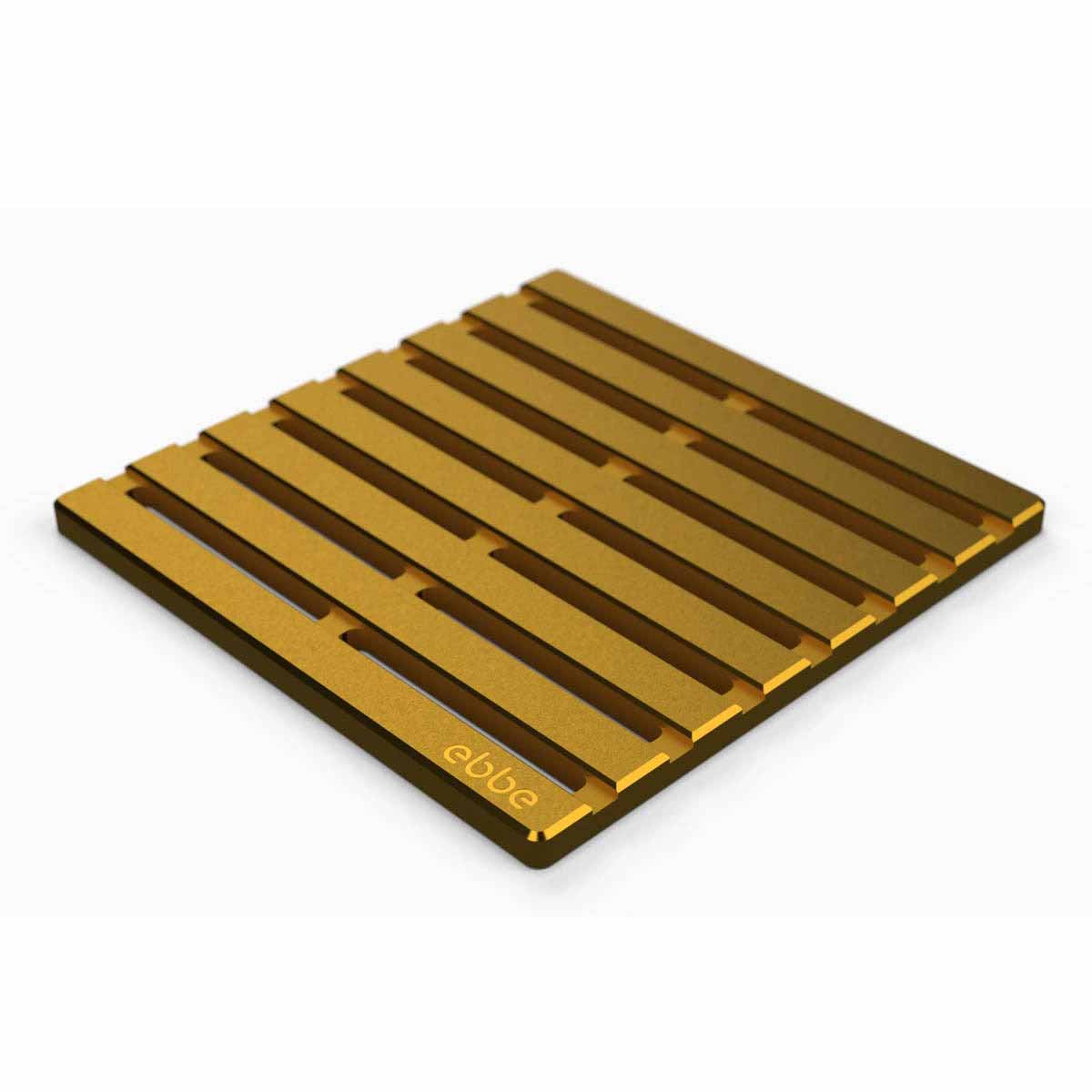 Ebbe Drains Unique Square Shower Drain Grate - Parallel Brushed Gold
